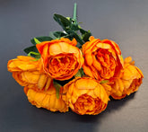 Buchet bujori artificiali portocalii – 7 flori, aspect natural 40cm